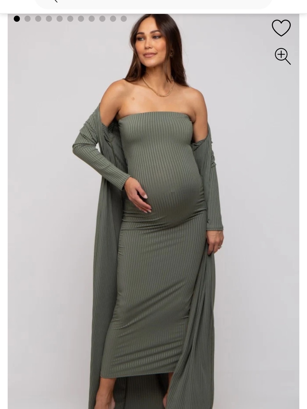 Pink Blush Strapless Olive Maternity Rib Knit Maxi Dress